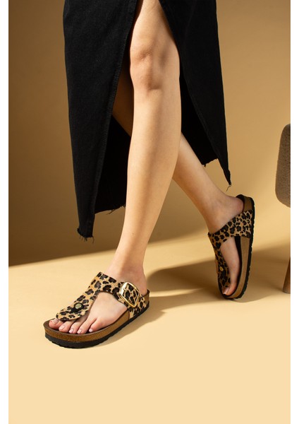 Parmak Arası Gold Tokalı Rahat Taban Kadın Terlik 011-710-25NUBUK modelleri