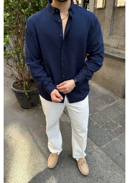 Napas Erkek Oversize Keten Görünümlü Gömlek fırsatları