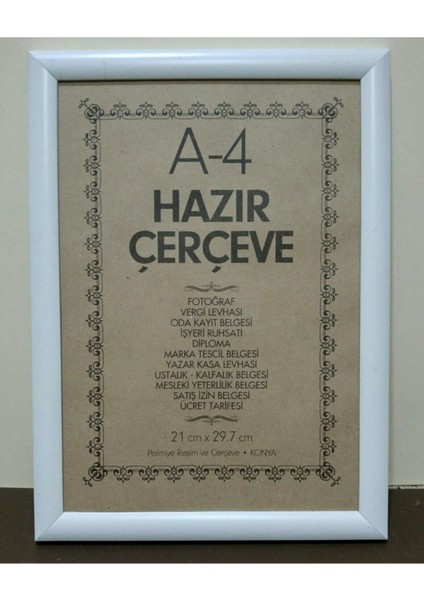 A4 21 x 29,7 Çerçeve Beyaz