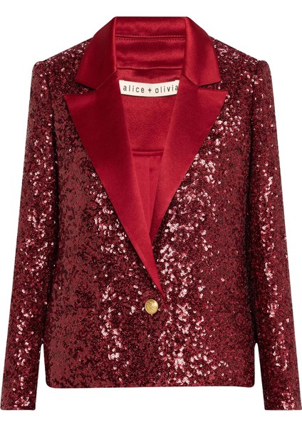 Kırmızı Payetli Blazer Ceket