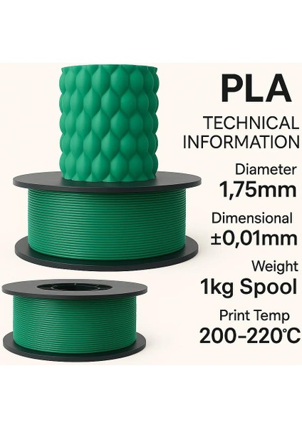 Pla+ Filament 1.75MM 1 kg - Yeşil