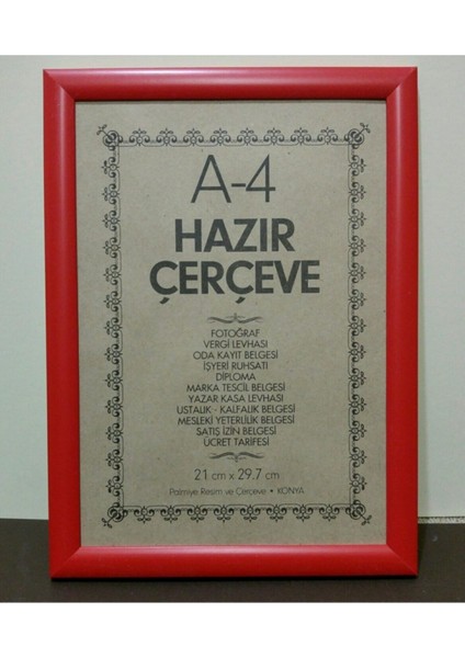 A4 21 x 29,7 Çerçeve Kırmızı