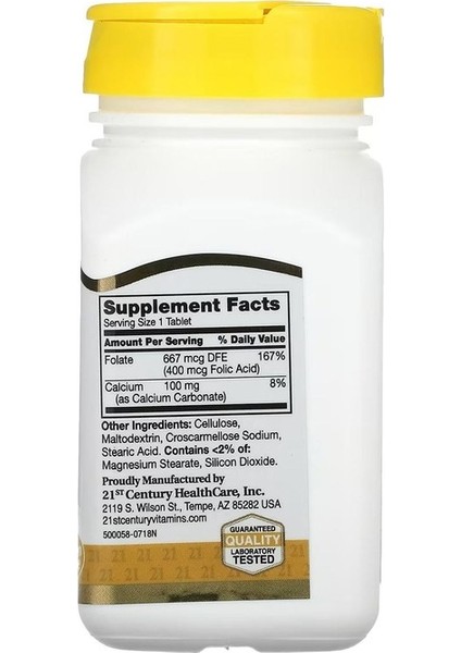 Folik Asid 400 Mcg, 250 Yutulması Kolay Tablet fiyatları