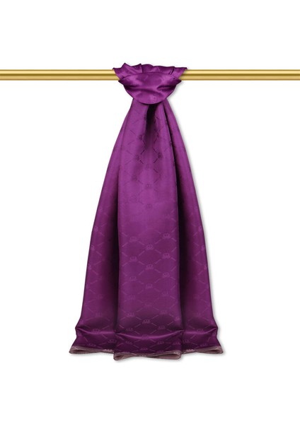 Mor Zincir Monogram Desen Ipek Şal