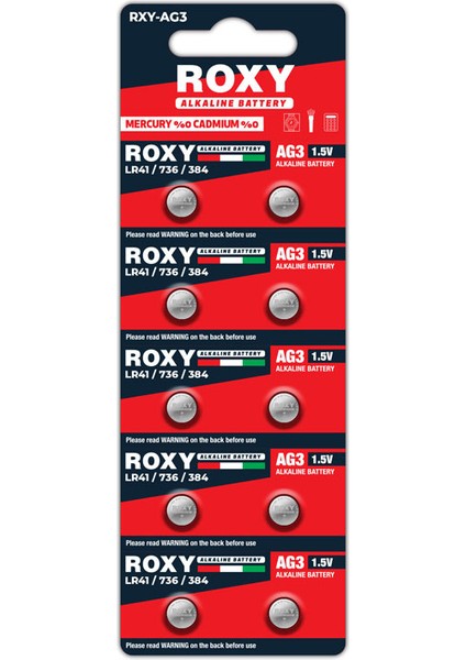 Ag3 LR41/736/384 31 Mah Alkalin Düğme Pil 10 Lu Paket