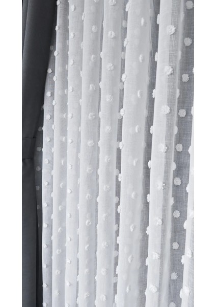 Ponponlu Keten Tül Perde Bohem Tül Normal Pile modelleri