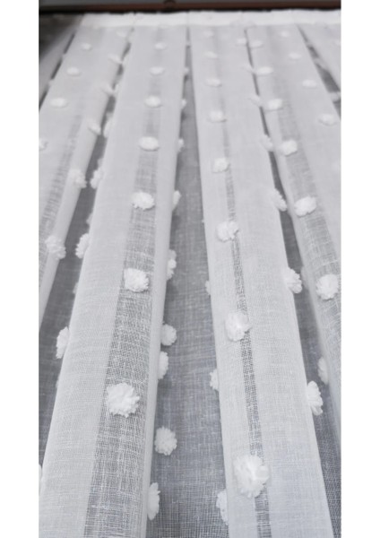 Ponponlu Keten Tül Perde Bohem Tül Normal Pile fırsatları