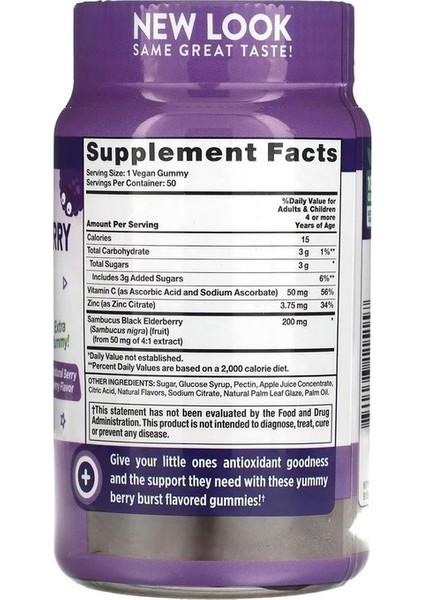 Black Elderberry +Vitamin C , Zinc Çiğnenebilir 50 Veg. Tablet