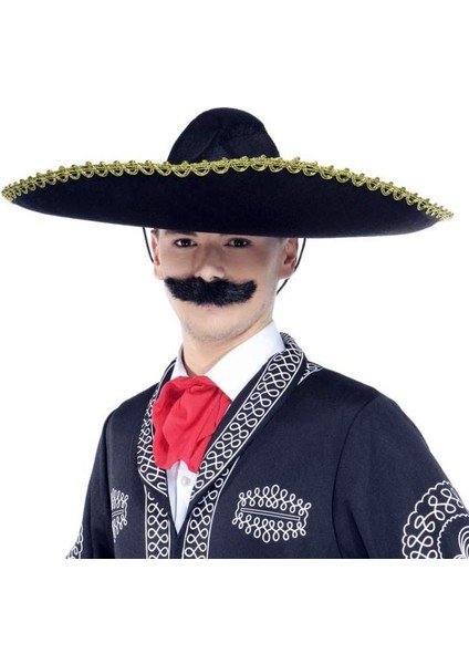 Sombrero Meksika Şapkası Mariachi Altın Şeritli Yetişkin Boy