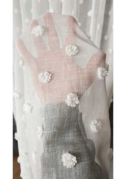 Ponponlu Keten Tül Perde Bohem Tül Normal Pile indirimleri