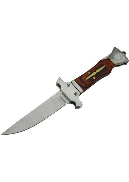 B123a Kahverengi Klasik Av / Kamp Çakısı 18cm - Ahşap Sap, Kemerliki, Kılıflı