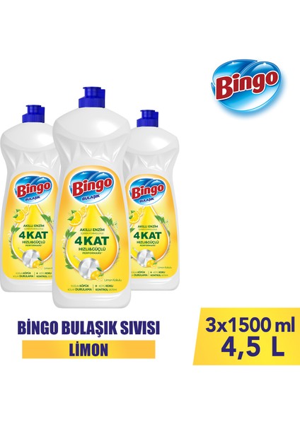 Sıvı Elde Bulaşık Deterjanı Limon 1500ML x 3 Adet