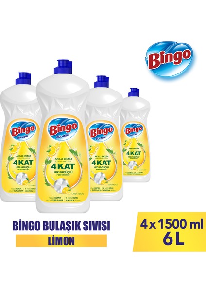 Sıvı Elde Bulaşık Deterjanı Limon 1500ML x 4 Adet