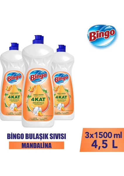 Sıvı Elde Bulaşık Deterjanı Mandalina 1500ML x 3 Adet