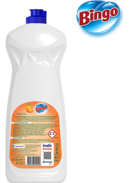 Sıvı Elde Bulaşık Deterjanı Mandalina 1500ML x 3 Adet