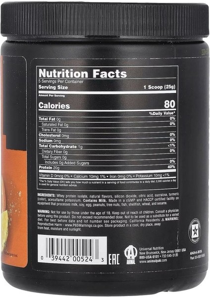 Animal,clear Whey Isolate Pıneapple Orange 0,27 Lb (125 gr) Usa Vers. fiyatları