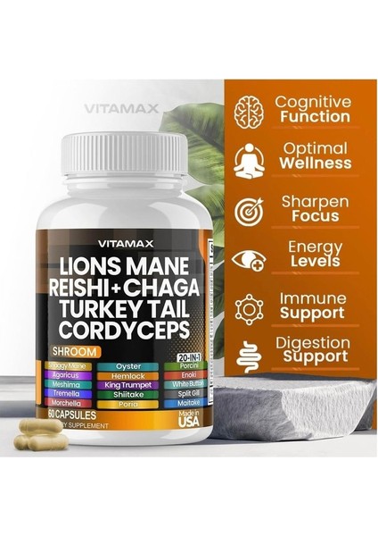 Lions Mane Reıshı + Chaga Turkey Tail Cordyceps 60 Kapsül modelleri