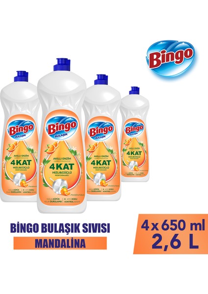 Sıvı Elde Bulaşık Deterjanı Mandalina 650ML x 4 Adet