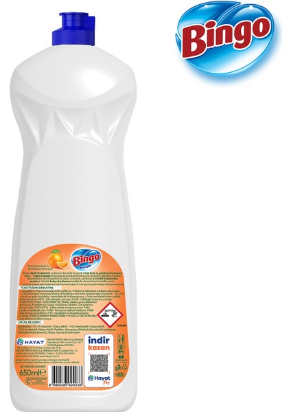 Sıvı Elde Bulaşık Deterjanı Mandalina 650ML x 4 Adet