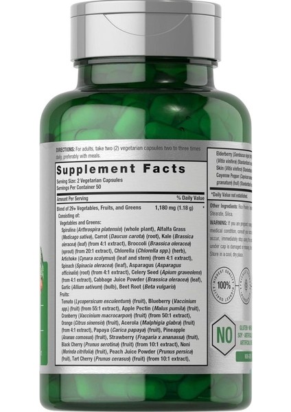 Horbäach Mega Fruits And Veggies Supplement | 100 Capsules - Ithal