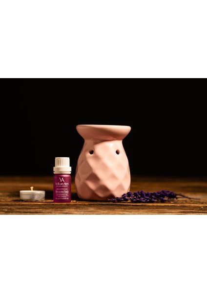 & Seramik Buhurdanlık Seti Pembe Renk + Lavandula Angustifolia Saf Lavanta Yağı 10 ml + Mum indirimleri