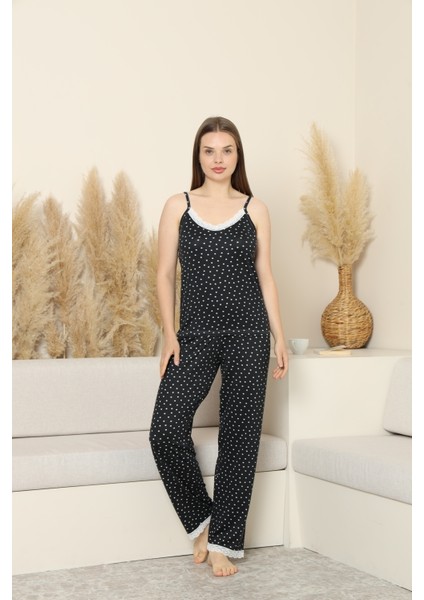 Puantiyeli Askılı Pijama Takımı