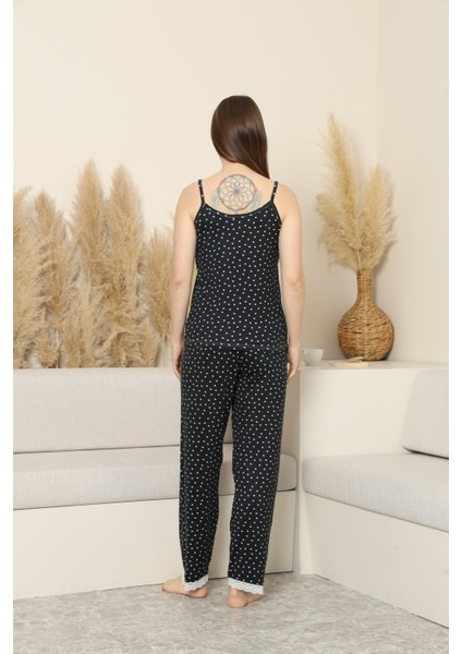 Puantiyeli Askılı Pijama Takımı