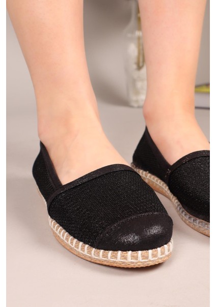 Glossy File Espadril Siyah