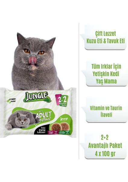 Çift Lezzet Pouch Kedi Maması Kuzu & Tavuk 100 Gr. * 4'lü Paket