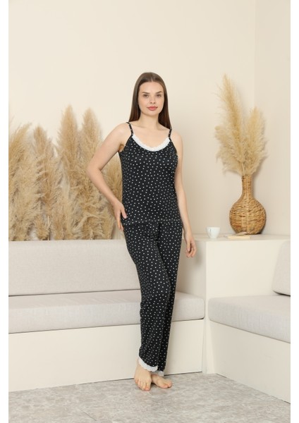 Puantiyeli Askılı Pijama Takımı