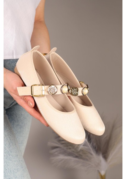 Owo Gold Aksesuarlı Babet Ten