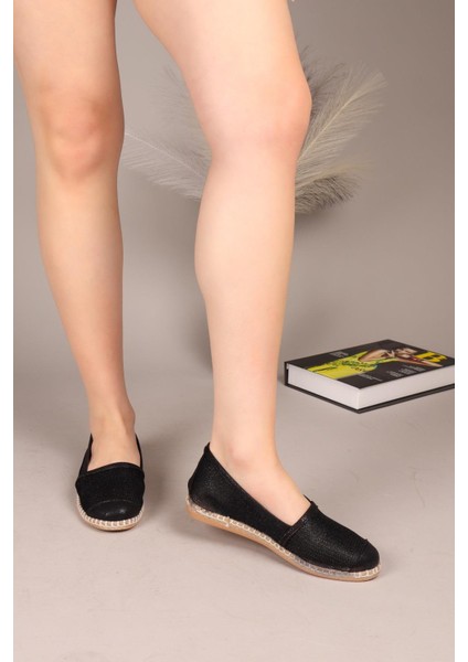 Glossy File Espadril Siyah