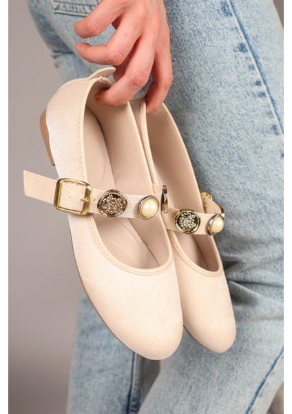 Owo Gold Aksesuarlı Babet Ten