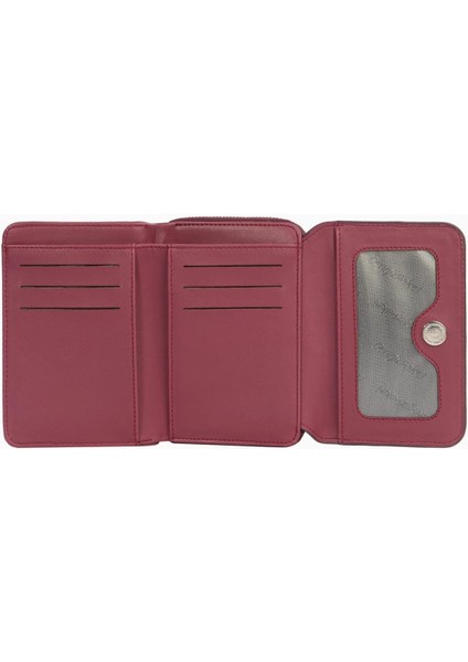 Küçük Boy Desenli Mıknatıslı Kadın Cüzdan/portföy – 65293 - Mürdüm