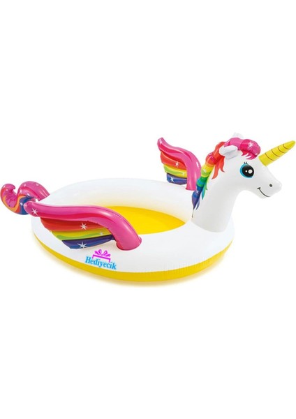Şişme Unicorn Pony At Çocuk Oyun Havuzu Set 272X193X104 cm Top ve Pompa