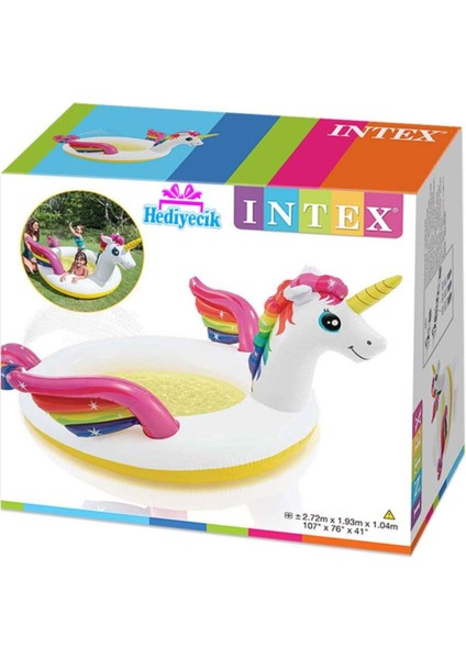 Şişme Unicorn Pony At Çocuk Oyun Havuzu Set 272X193X104 cm Top ve Pompa