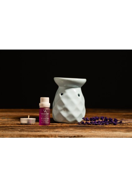 & Seramik Buhurdanlık Seti Açık Mavi Renk + Lavandula Angustifolia Saf Lavanta Yağı 10 ml + Mum indirimleri