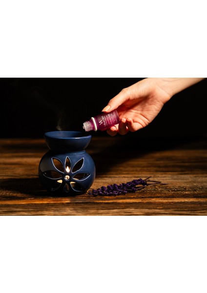 & Seramik Buhurdanlık Seti Lacivert Renk + Lavandula Angustifolia Saf Lavanta Yağı 10 ml + Mum fırsatları