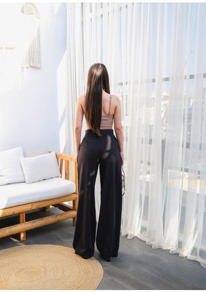 Kadın Düğme Detaylı Dökümlü Palazzo Pantolon fiyatları