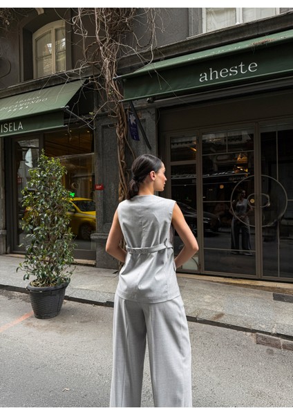 Kadın Düğme Detaylı Yelek Pantolon Takım fırsatları