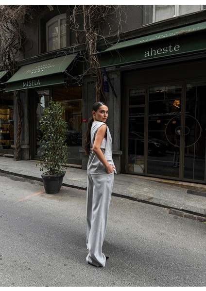 Kadın Düğme Detaylı Yelek Pantolon Takım indirimleri