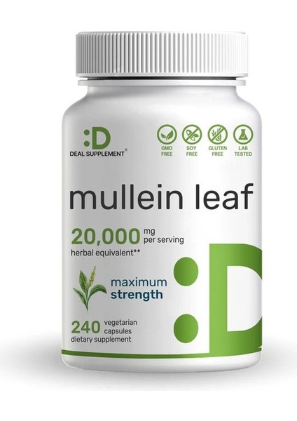 Mullein Leaf 20,000 mg Herbal Equivalent, 240 Veggie Capsules