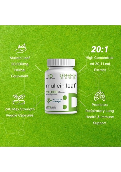 Mullein Leaf 20,000 mg Herbal Equivalent, 240 Veggie Capsules indirimleri
