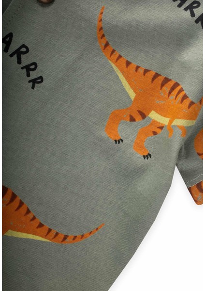 Dinazor Baskılı Pijama Takım 1-7 Yaş Yeşil