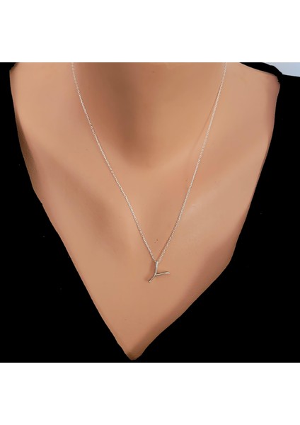 925 Ayar Gümüş 3 Boyutlu Y Harfi Kolye fiyatları