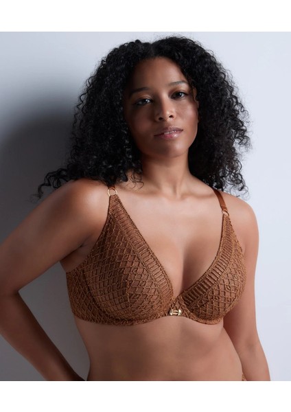 Stardust Dream Balenli Üçgen Sütyen, Lüks Fransız Nakışlı, Art Deco Altın Detaylı fiyatları