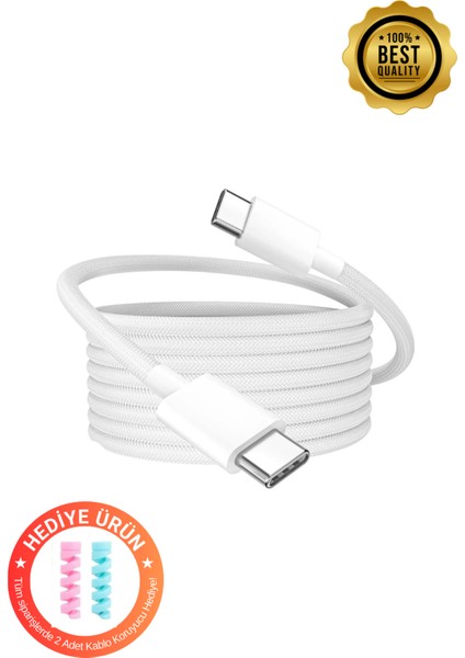 240W Destekli 2m Type-C(Usb-C)/type-C(Usb-C) Iphone Samsung Oppo ve x Uyumlu Hızlı Şarj Kablosu