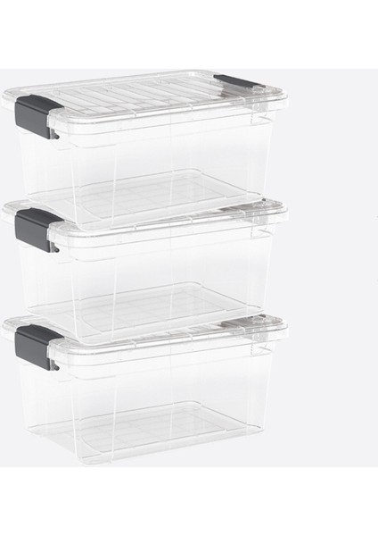 Lock&keep Box 34 L Dünya Plastik Saklama Kabı ve Saklama Kutusu Seti 3 Lü