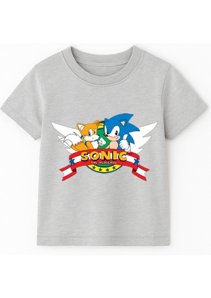 Sonic Baskılı Erkek Çocuk Tişörtü - Renkli Pamuklu Kısa Kollu Yazlık T-Shirt Basic Günlük fiyatları