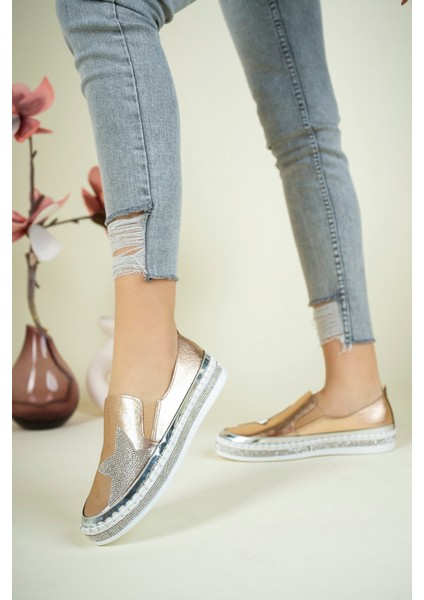 Taş Aksesuarlı Lastikli Sneakers Bronz10 modelleri